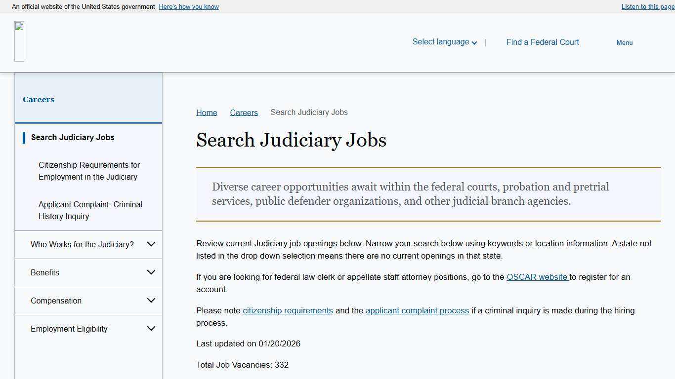 Search Judiciary Jobs